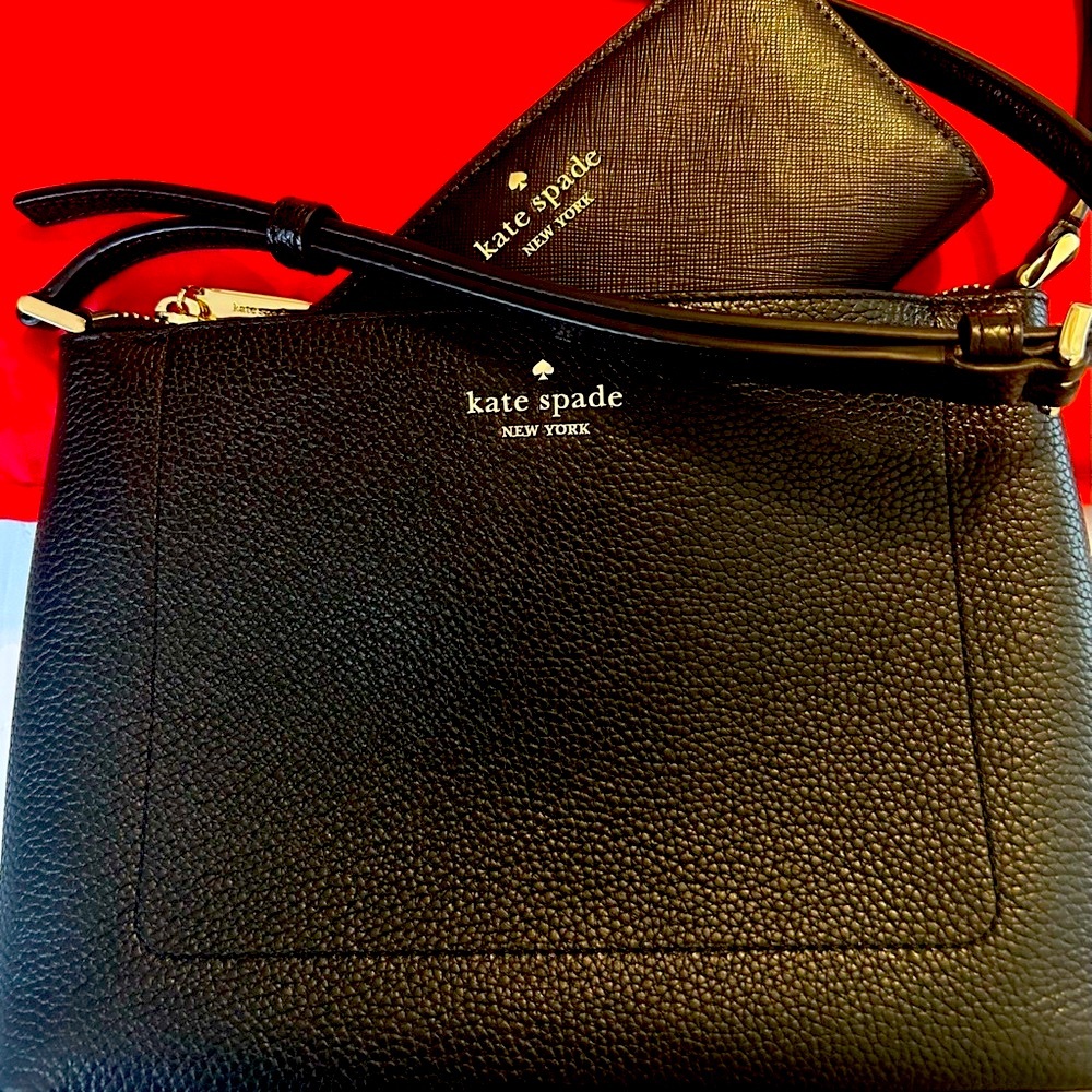 Kate Spade NWOT Purse & Wallet! Black Leather Shoulder/Crossbody Bag & Wallet